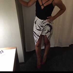 Blue and white midi skirt